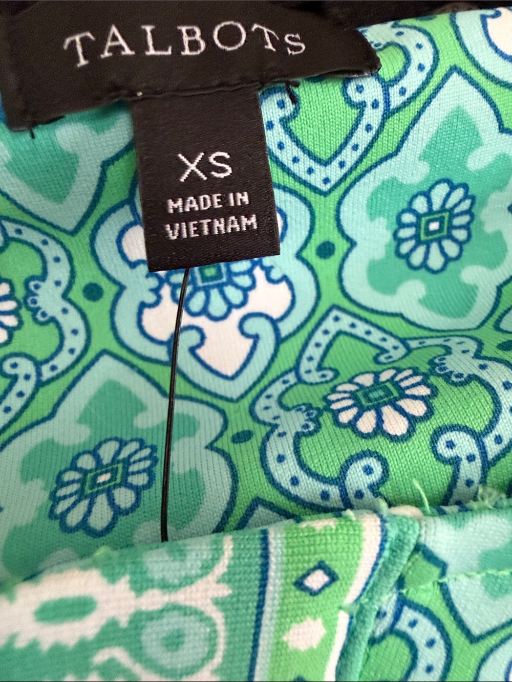 Talbots Green and Teal Paisley-Style Dress